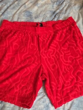 Red Keith Harring Terry Cloth Shorts